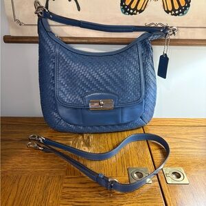 Coach Kristin Woven Blue Leather Hobo